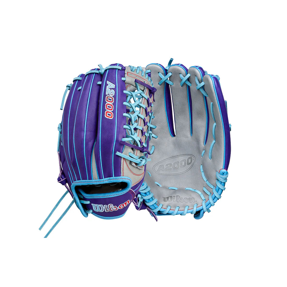 2026 Wilson A2000 T125 12.5" Outfield Softball Glove - Purple / Grey / Sky Blue