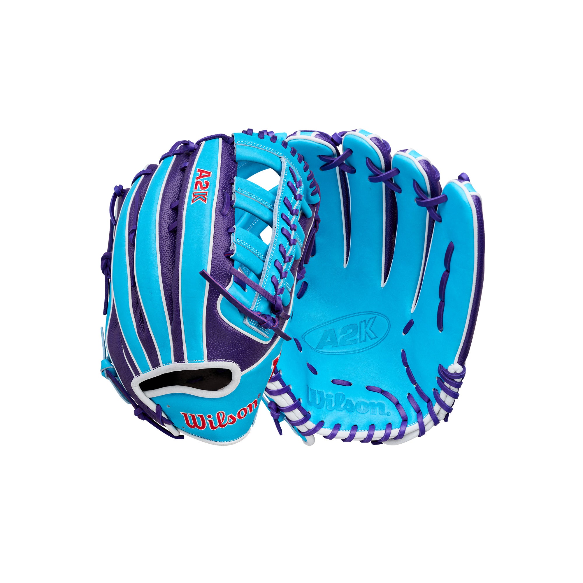 2026 Wilson A2K 1810SS 12.75" Outfield Baseball Glove - Purple / Tropic / White