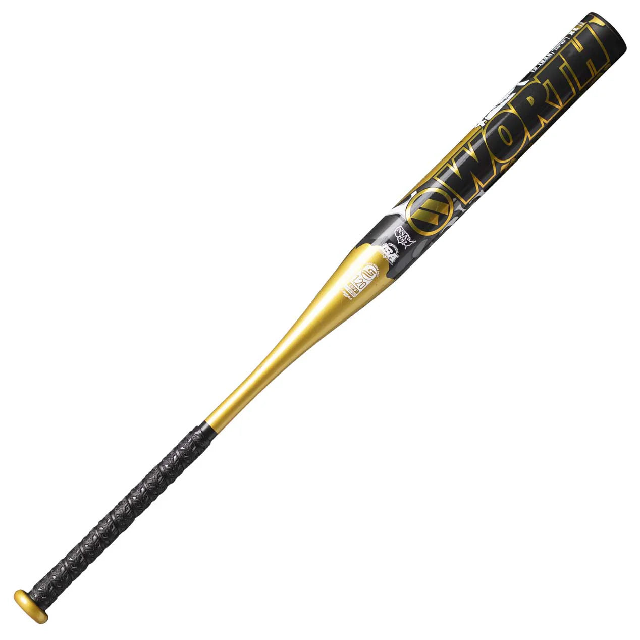 Batte de baseball à balle lente Worth Bedlam Gold 2025, 1 pièce XL (0,5 oz), 13 pouces, USSSA WSU5BEDG1L