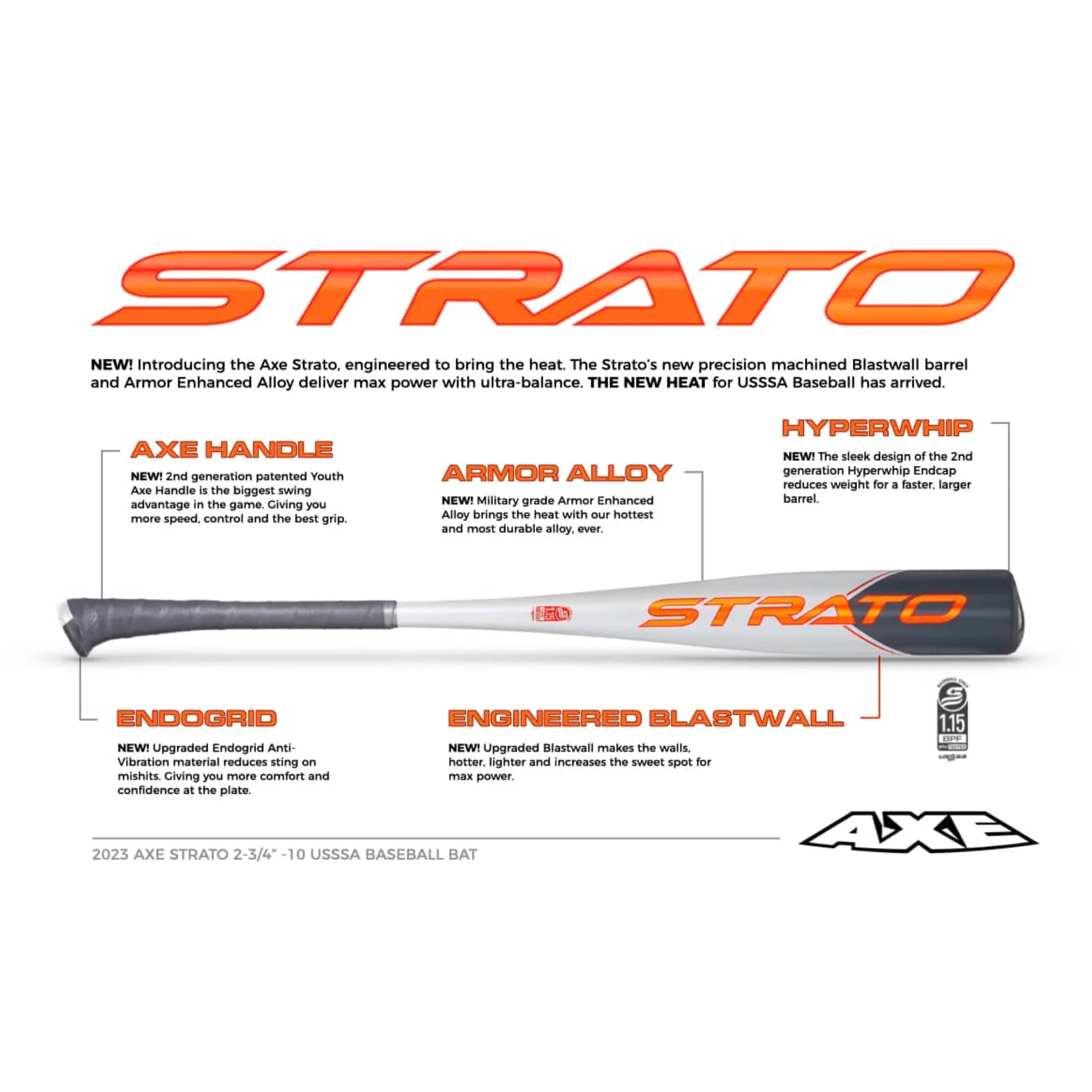 Axe Strato (2 3/4") USSSA Baseball Bat (-10)