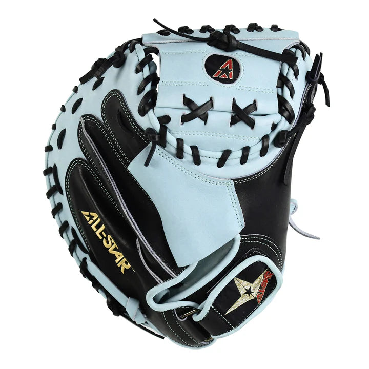 All Star Pro Elite 34" Catchers Glove Right Hand Throw - Black / Sky Blue