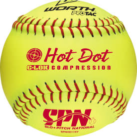 SLOW PITCH BALL Hot Dot - Yellow - 11&quot; each
