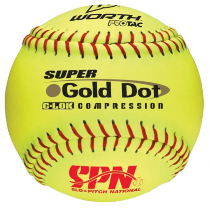 WORTH SOFTBALL SPN Slo-Pitch Gold Dot 12"  (Dozen)