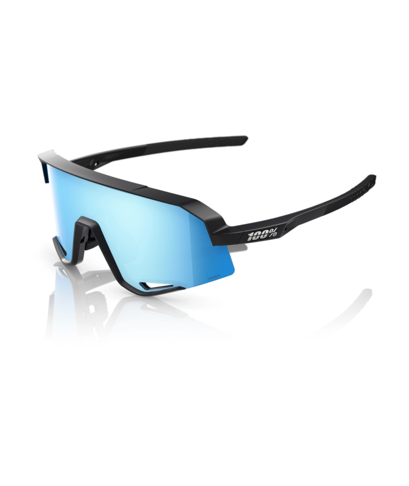 100% Slendale Matte Black Sunglasses - Hiper Blue Mirror Lens