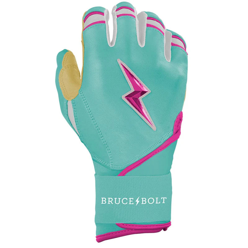 2026 Bruce Bolt Fernando Tatis Jr. Signature Series Long Cuff Batting Gloves BB-LCBG-FTJ25 - Youth - Mint / Pink