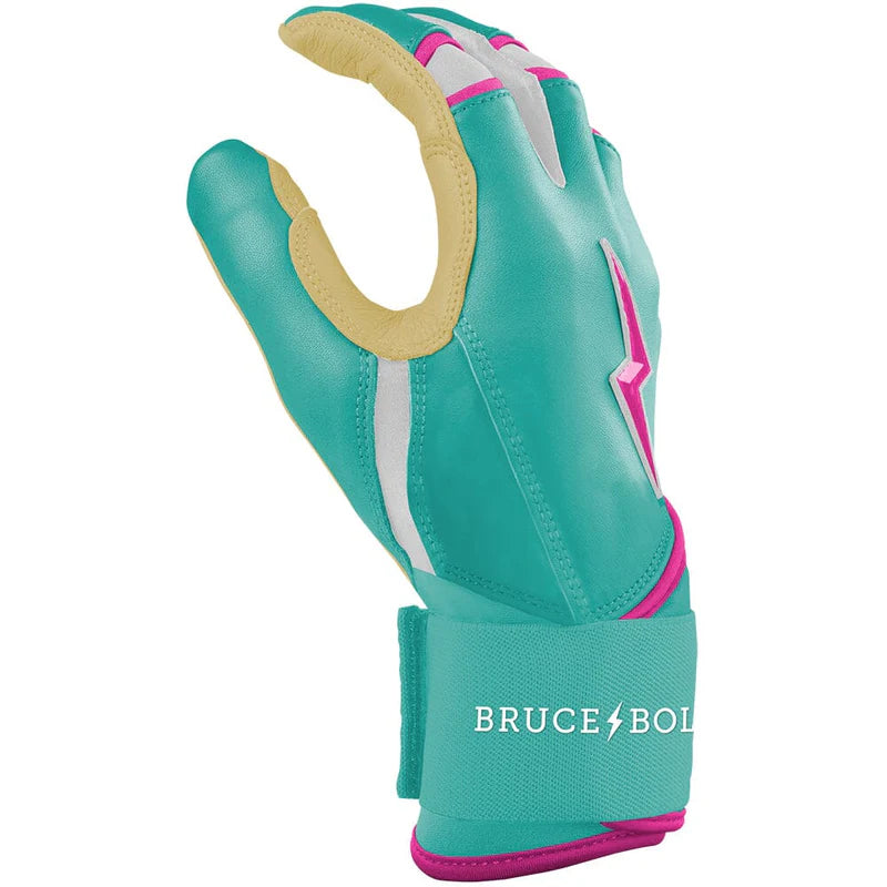 2026 Bruce Bolt Fernando Tatis Jr. Signature Series Long Cuff Batting Gloves BB-LCBG-FTJ25 - Youth - Mint / Pink