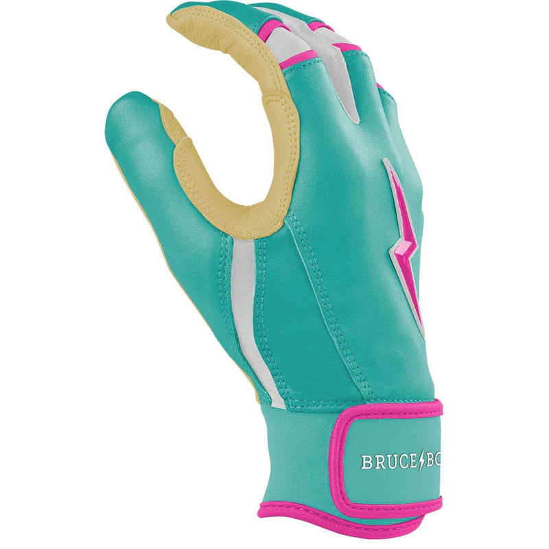 2026 Bruce Bolt Fernando Tatis Jr. Signature Series Short Cuff Batting Gloves BB-SCBG-FTJ25 - Youth - Mint / Pink