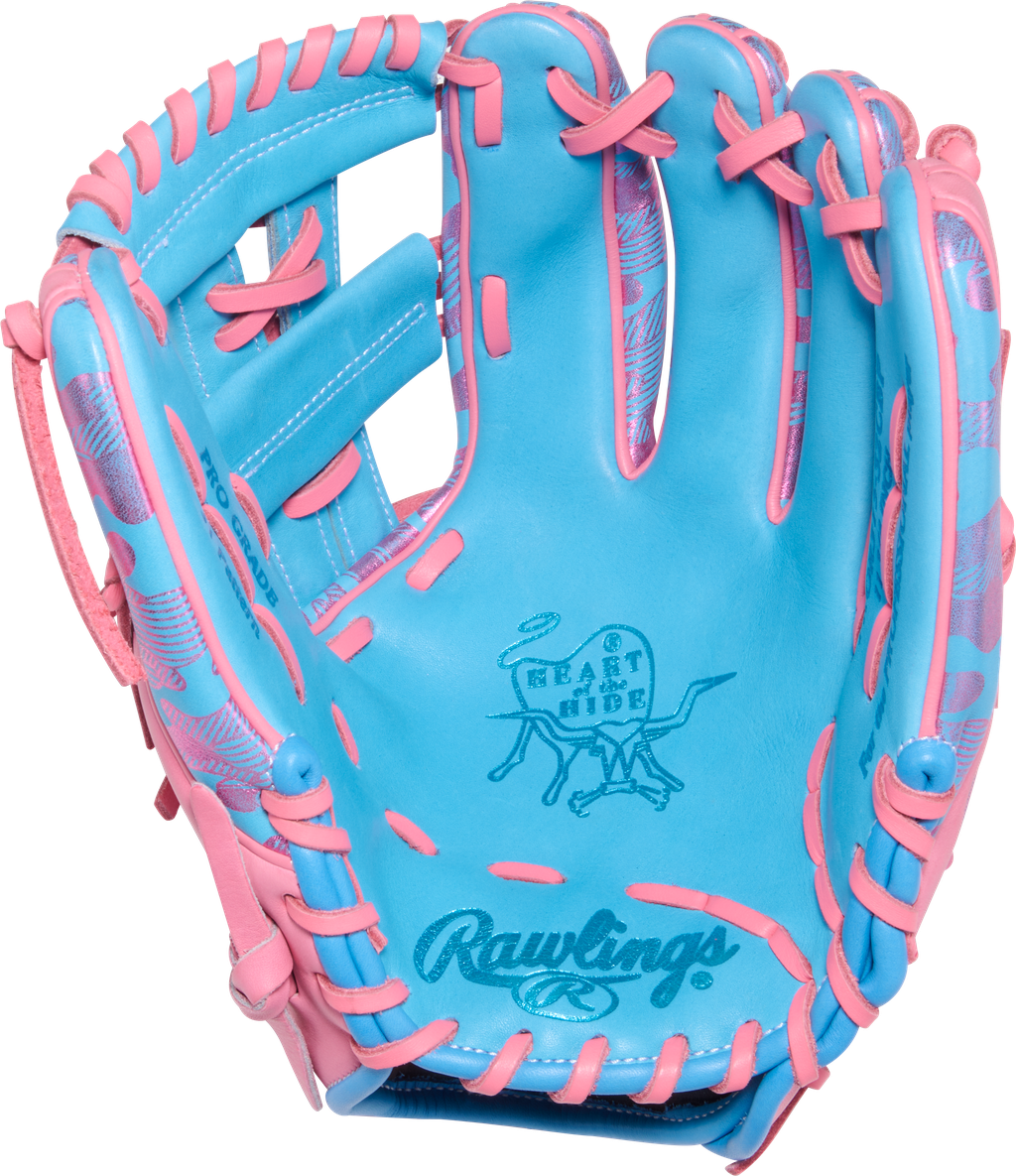 2026 Rawlings Heart of the Hide 11.75" Infield / Pitcher Baseball Glove Right Hand Throw PROR315-32CBP - Columbia Blue / Pink