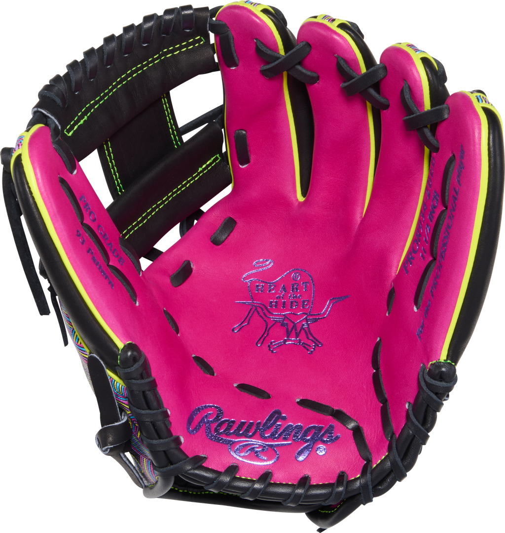 2026 Rawlings Heart of the Hide 11.5" Infield Baseball Glove Right Hand Throw PROR934-2BEB - Black / Berry