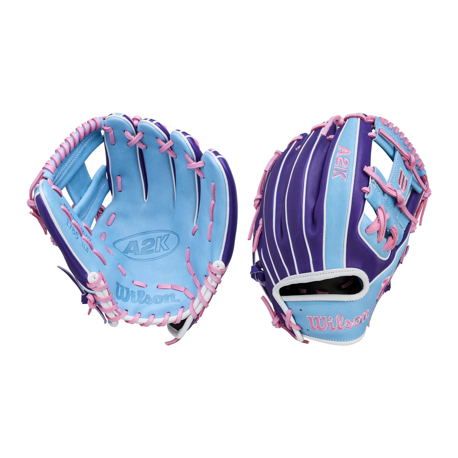 2026 Wilson A2K 1786 11.5" Infield Baseball Glove Right Hand Throw WBW104611115- Purple / Sky Blue