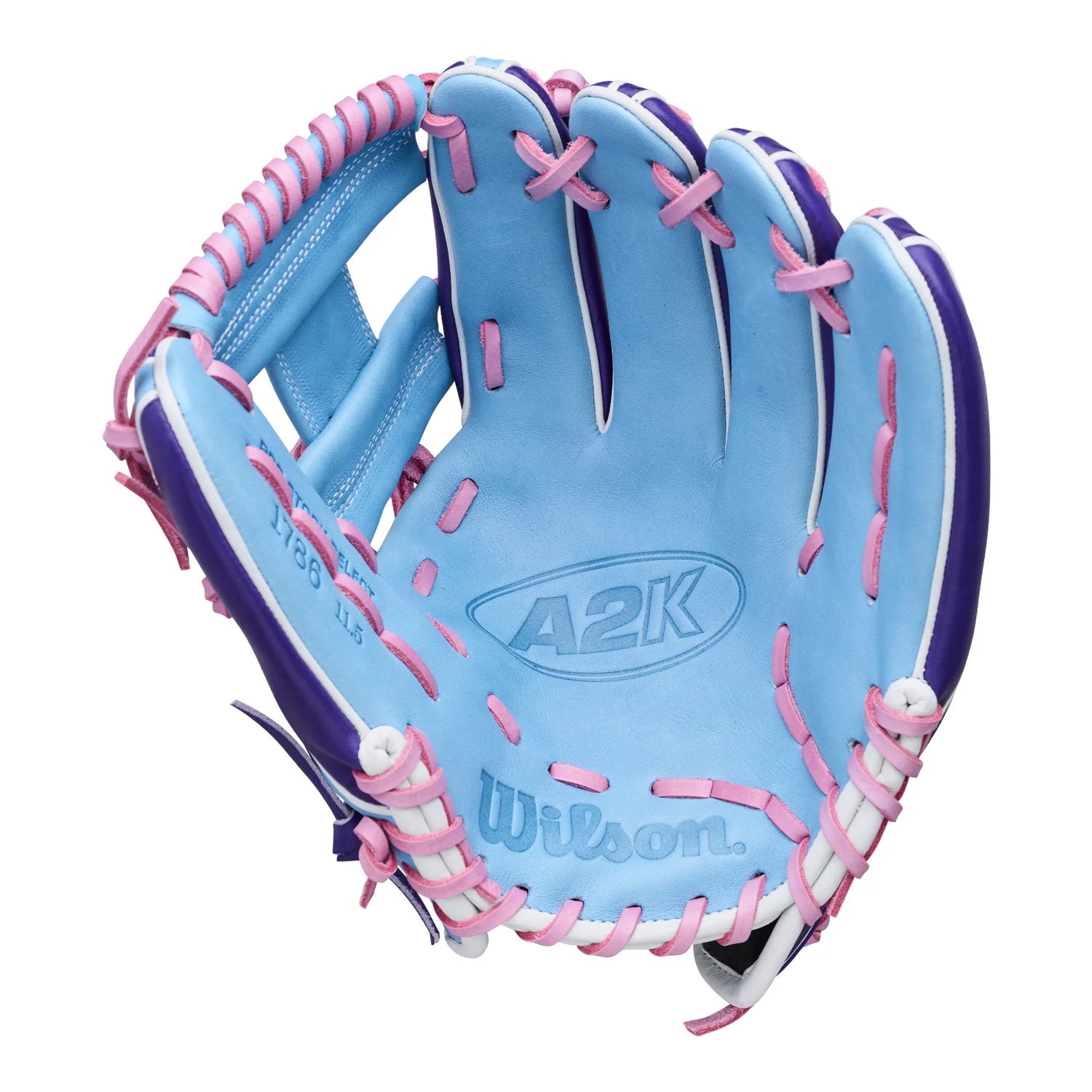 2026 Wilson A2K 1786 11.5" Infield Baseball Glove Right Hand Throw WBW104611115- Purple / Sky Blue
