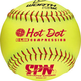 SLOW PITCH BALL SPN Hot Dot 11&quot; - .52 COR / 275 lbs - Dozen